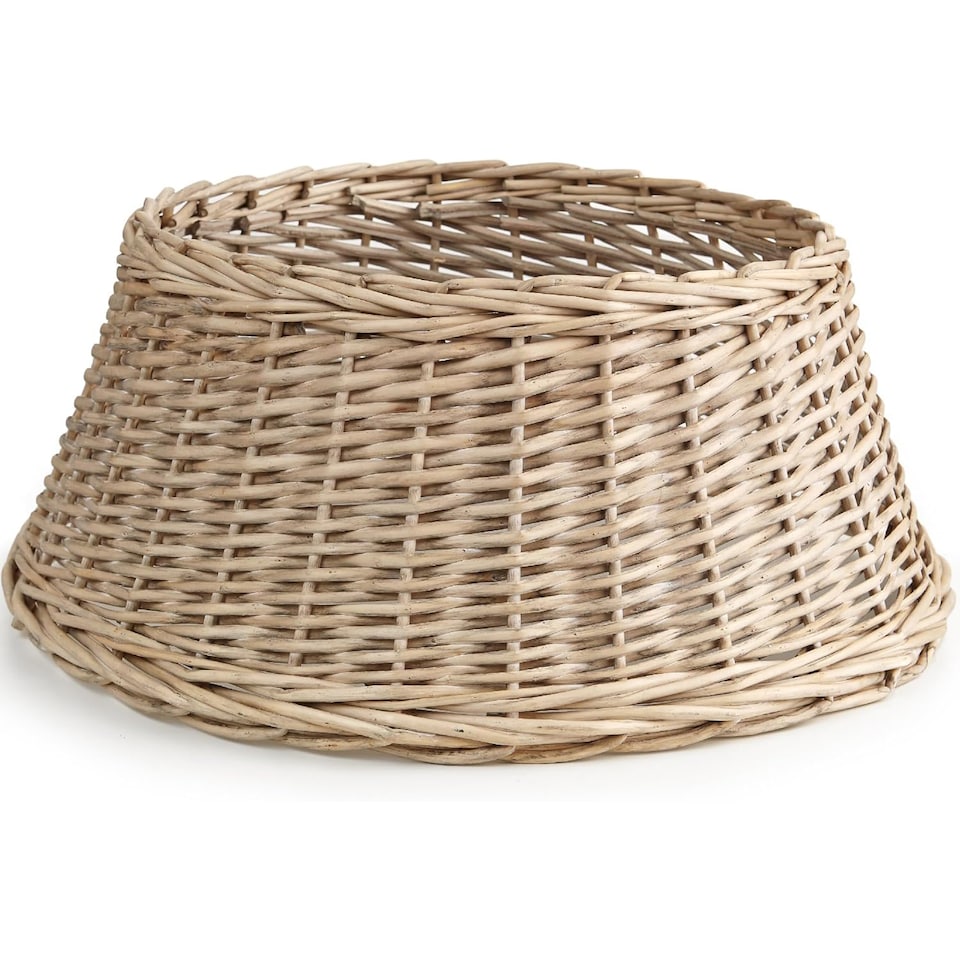 image 1 of 45cm Christmas Tree Skirt Woven Willow Xmas Collar Wicker Rattan Trunk Basket Guard