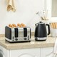 image 2 of HOMCOM 1.7L 3000W Quick Boil Kettle and 4 Slice Toaster Set Crumb Tray Black