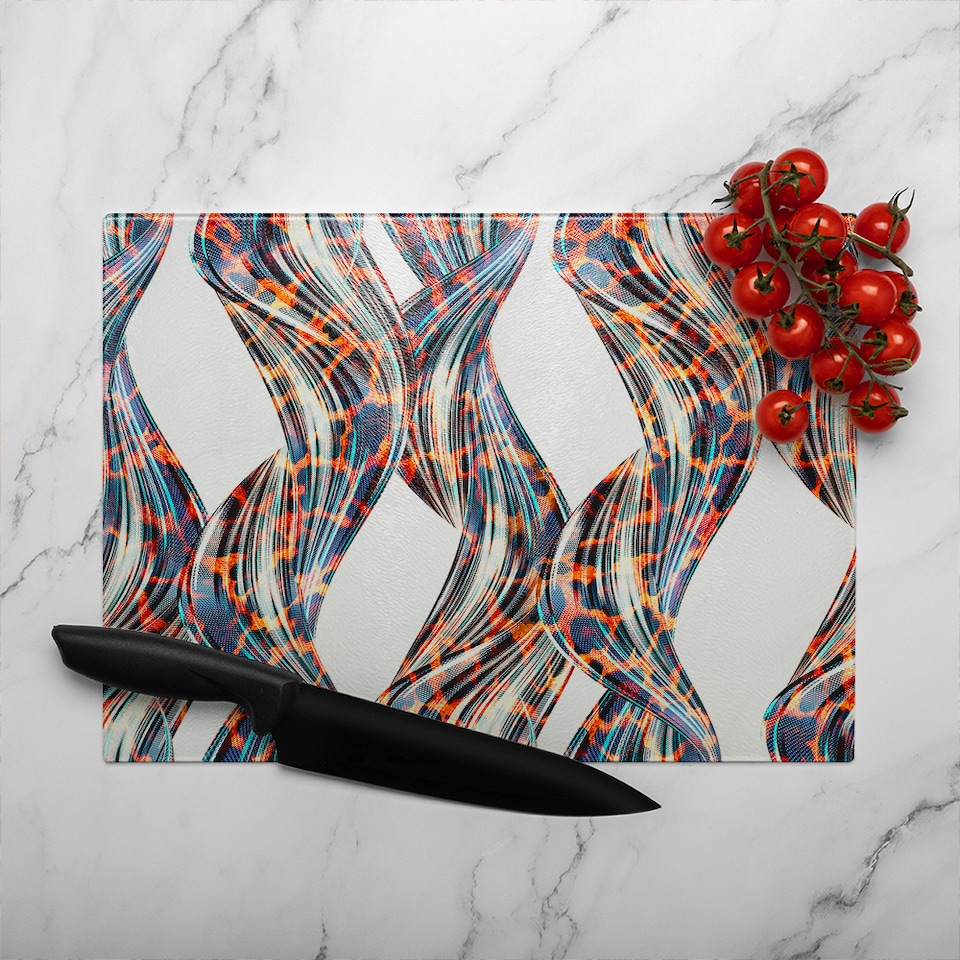 image 1 of Snake & Leopard Skin Glass Chopping Board | Multi