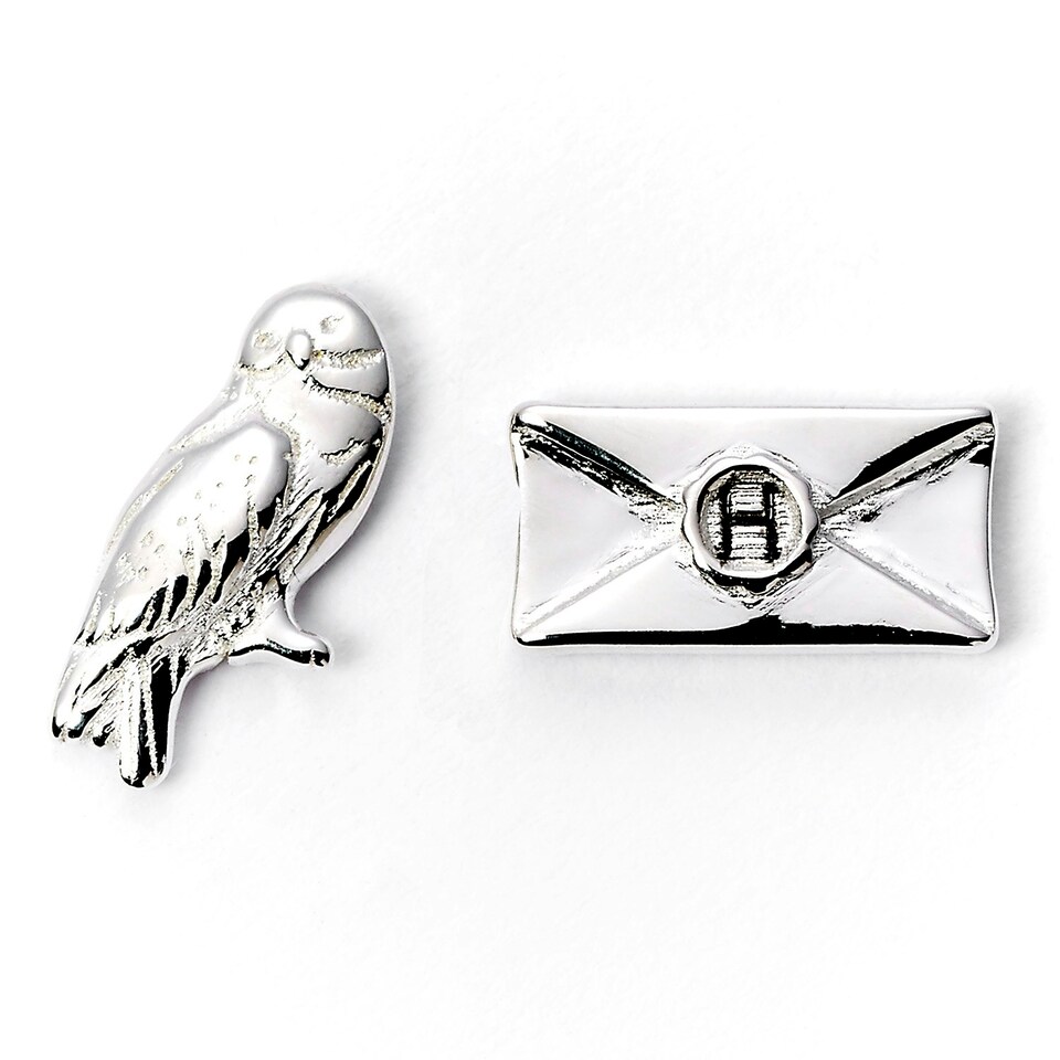 image 1 of Official Harry Potter Hedwig & Letter Silver Plated Stud Earrings WES1746