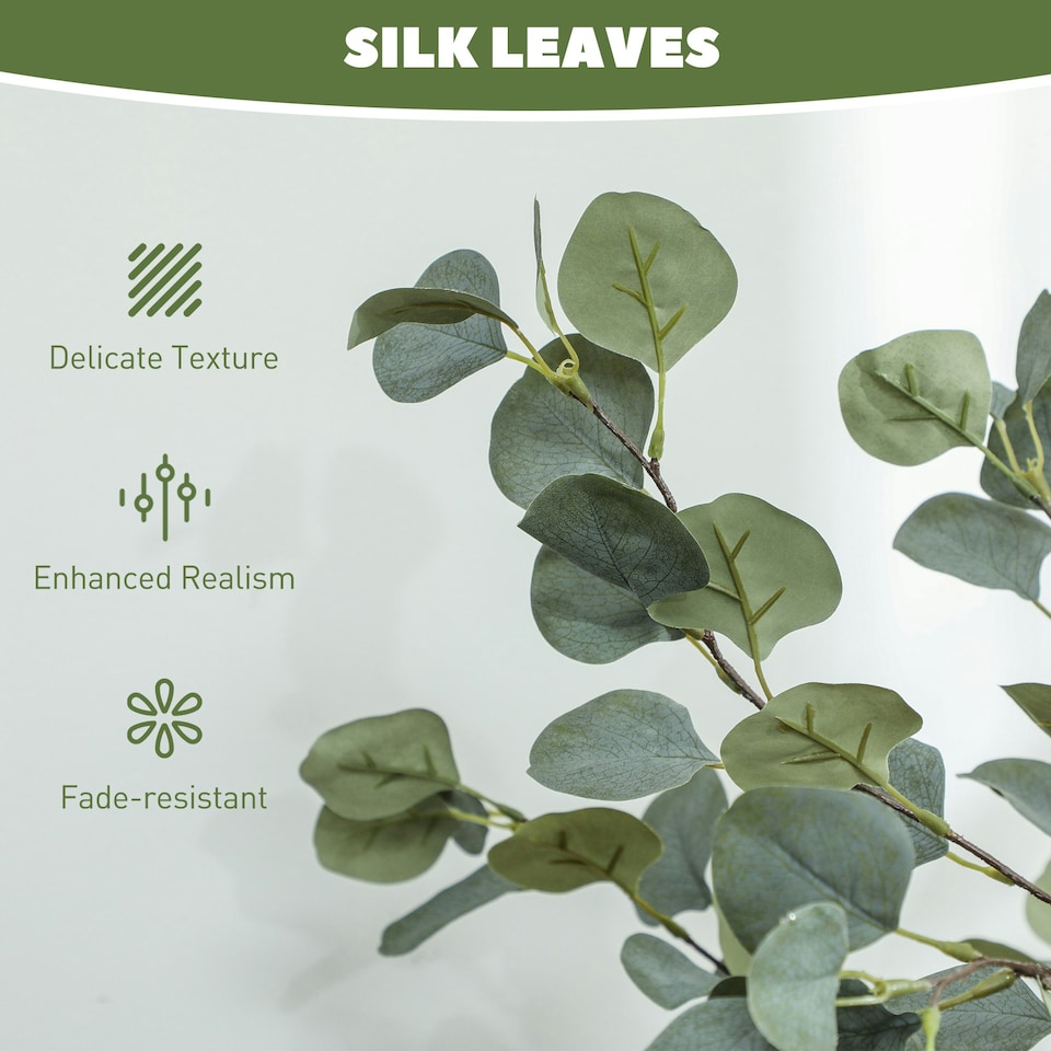 image 1 of HOMCOM Artificial Plant, Faux Silk Eucalyptus Tree, 150cm Green | 5ft