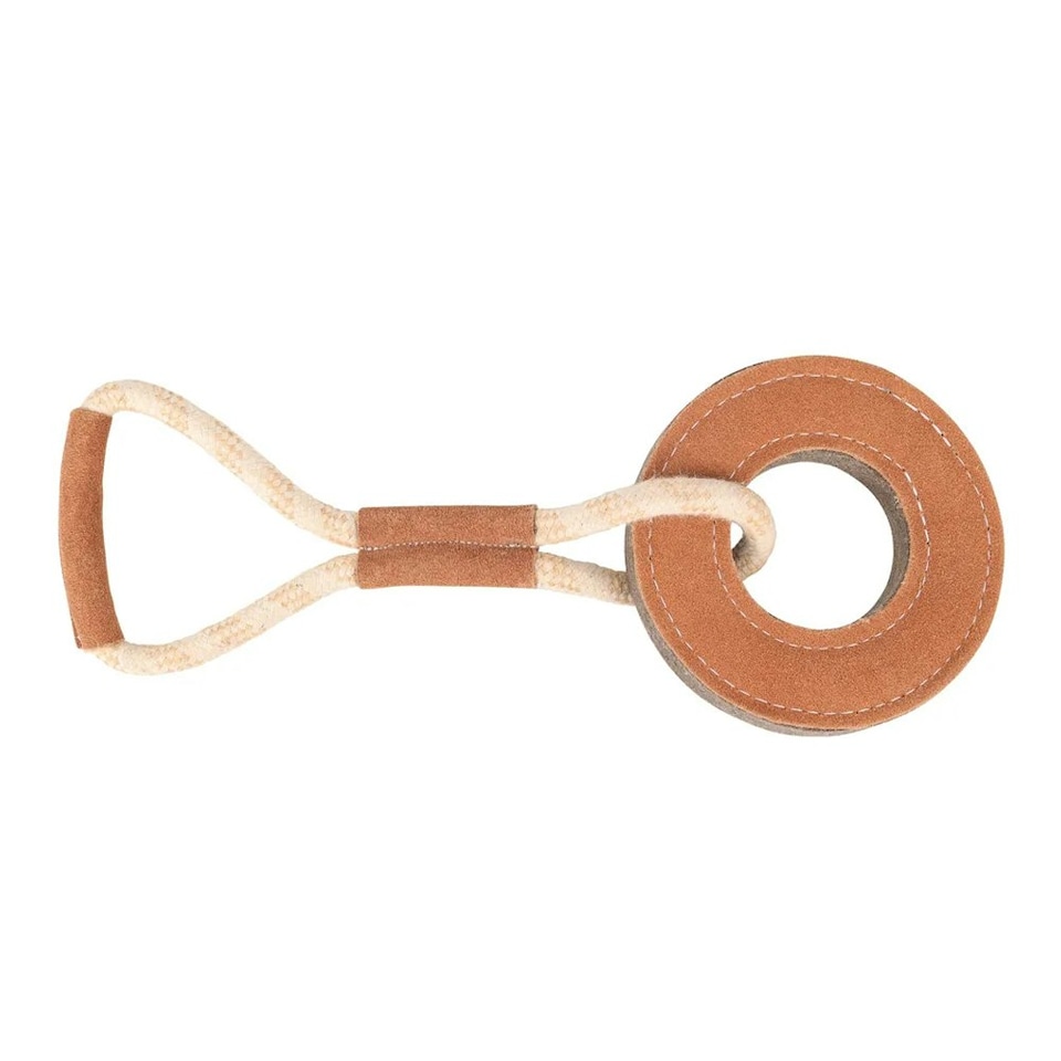 image 1 of Benji & Flo Tug ´N´ Play Ring Suede Rope Dog Toy - Brown/Beige - One Size