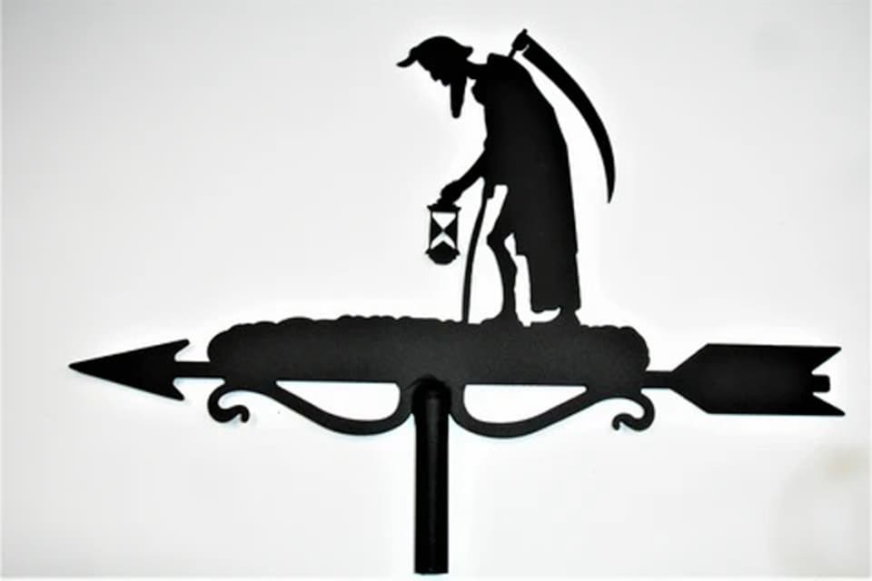 image 1 of Mini Old Father Time Weathervane - Steel - L38 x W38 x H54 cm - Black