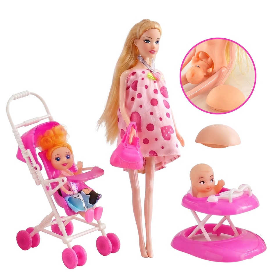 image 1 of BiBi Doll 11" Pregnant Doll with Baby in Tummy, Push Chair & Accessories