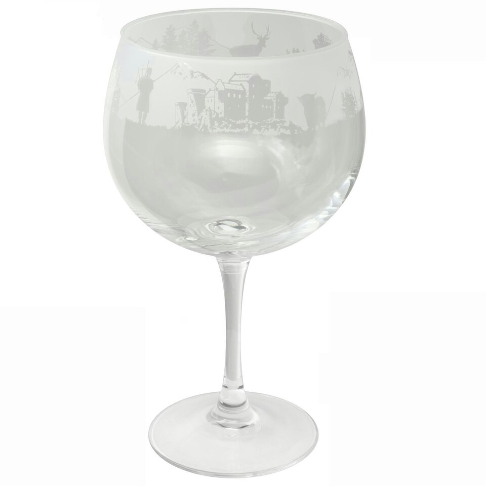 Animo Glass Etched Gin Glass Scottish Scene