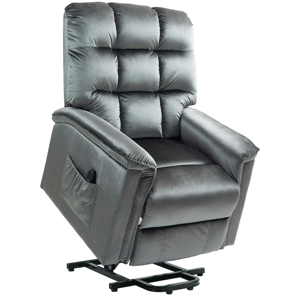image 1 of HOMCOM Power Lift Recliner Chair for Elderly w/ Remote Control, Dark Grey | Grey