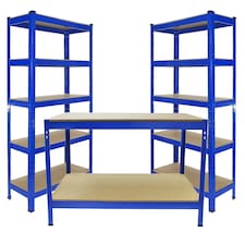 Monster Racking 2 x T-Rax 75cm Blue & Metal Storage Workbench Blue