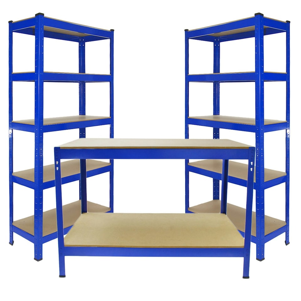 image 1 of Monster Racking 2 x T-Rax 75cm Blue & Metal Storage Workbench Blue