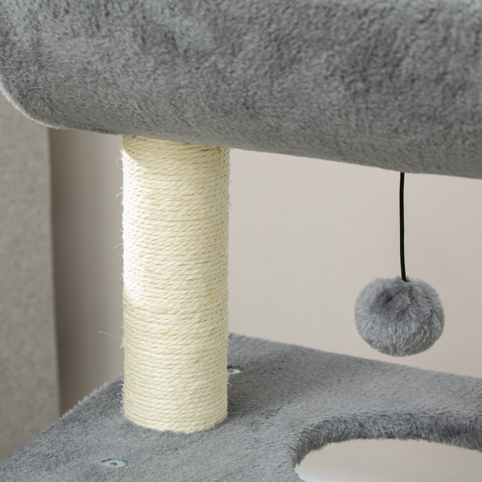 image 1 of PawHut Cat Tree Kitten Tower with Scratching Post Bed Perch Toy