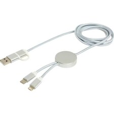 Alasia Recycled Aluminium 5 in 1 Charging Cable - Silver - One Size (UTPF4655)