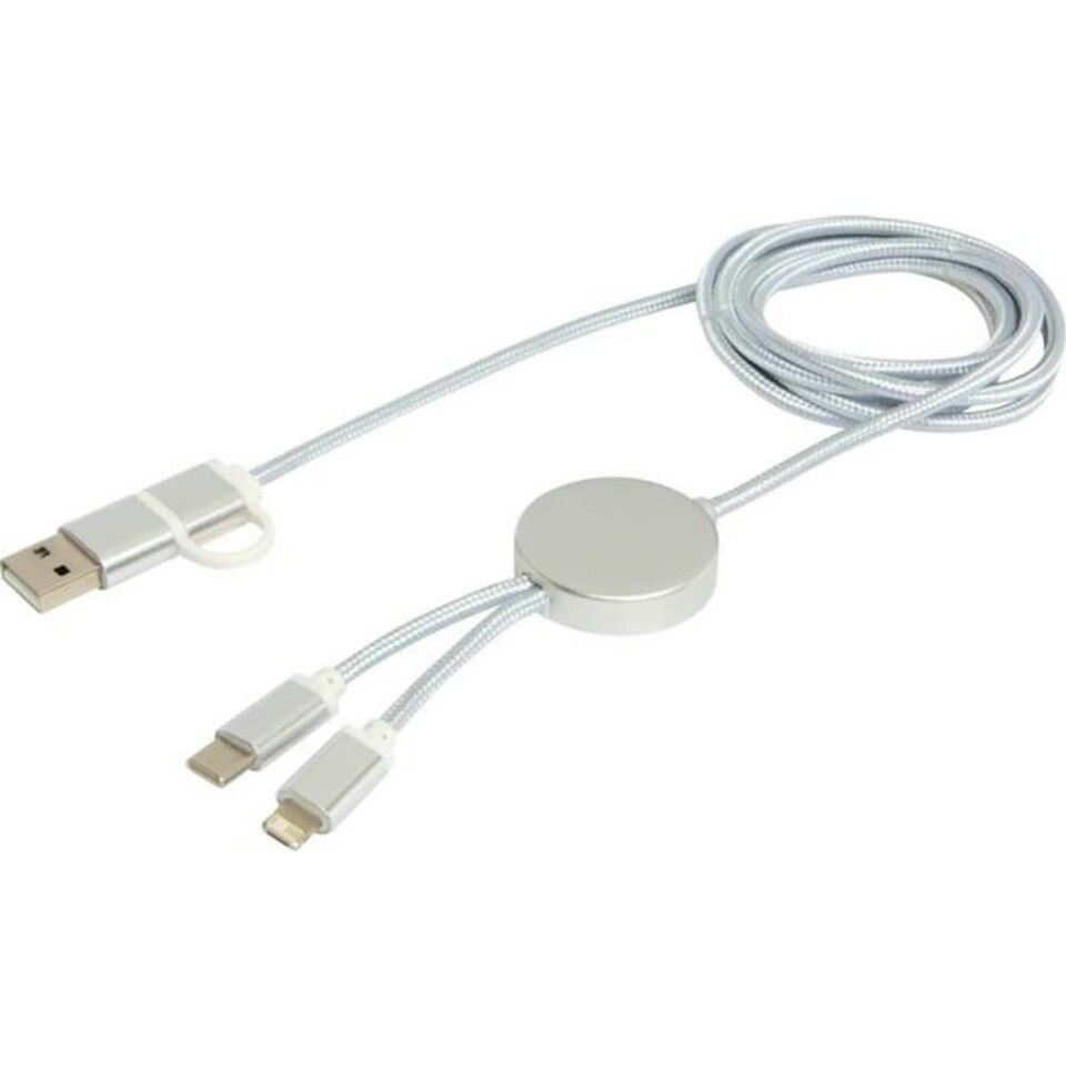 Alasia Recycled Aluminium 5 in 1 Charging Cable - Silver - One Size (UTPF4655)