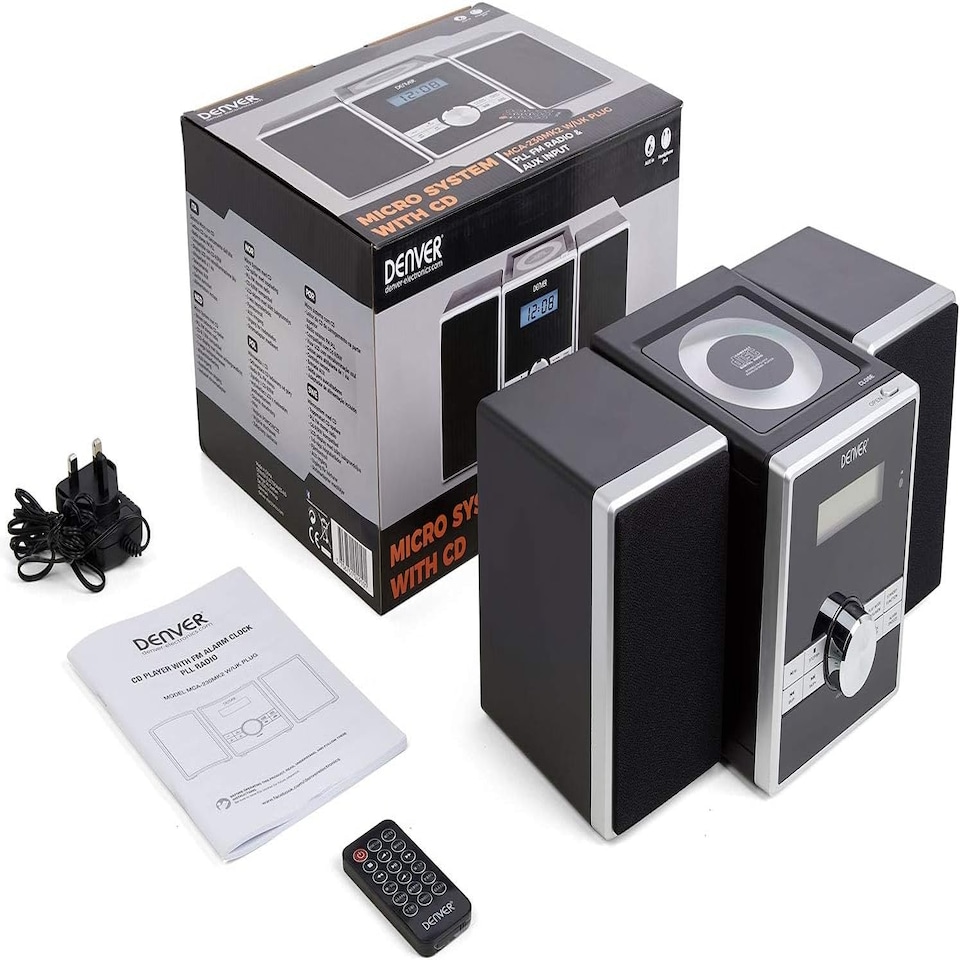 image 1 of Mini HiFi System CD Player For Home With Speakers - CD Micro System Mains Operated with FM Radio, Clock Radio Alarm, Snooze & Sleep, AUX IN, Remote Control