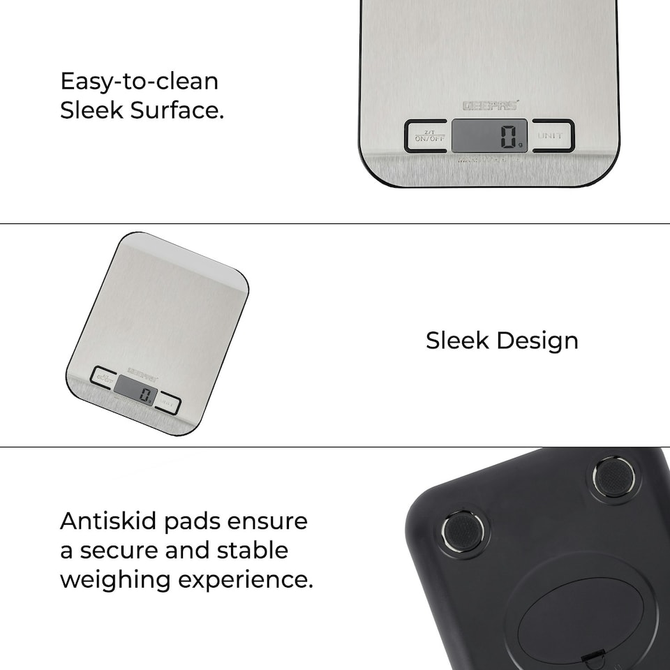 image 1 of GEEPAS Digital Kitchen Scale - Silver