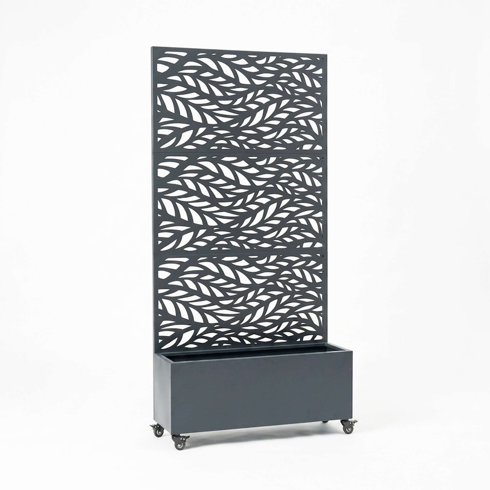 image 1 of Nicoman Metal Privacy Screen with Planter Pot Leaf Pattern