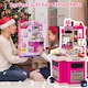 image 8 of COSTWAY Kids Kitchen Playset Corner Play Kitchen with Realistic Sounds-Pink