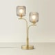 image 3 of ValueLights Amelie Gold Stem 2 Way Ribbed Glass Lamp Table Light with LED Bulbs