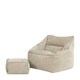 image 1 of icon Natalia Chenille Adults Bean Bag Armchair and Pouffe, Ready Filled Large Beanbag and Footstool Natural Beige Cream