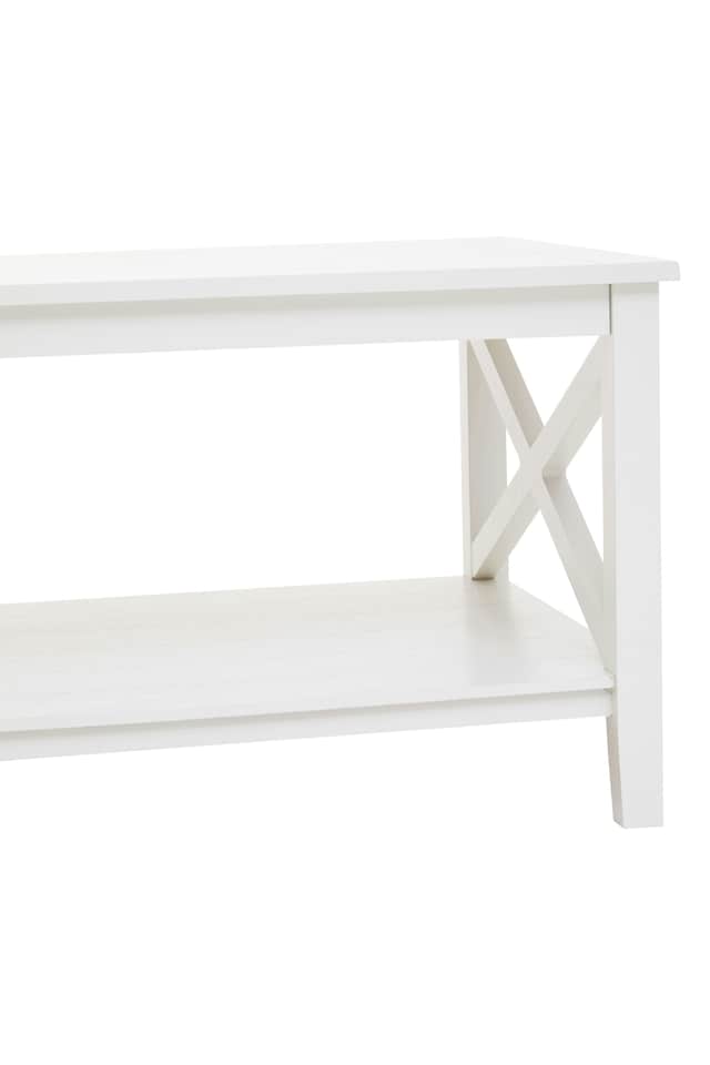 image 1 of Interiors by Premier Ivory Coffee Table, Wood Table for Coffee and Outdoor with Bottom Shelf, Pine Wood & MDF Tea Table | White