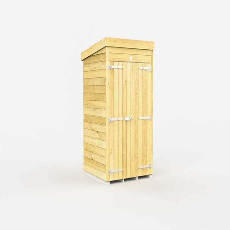 image 1 of 4 x 4 Feet Pent Shed - Double Door Without Windows - Wood - L118 x W127 x H201 cm Brown