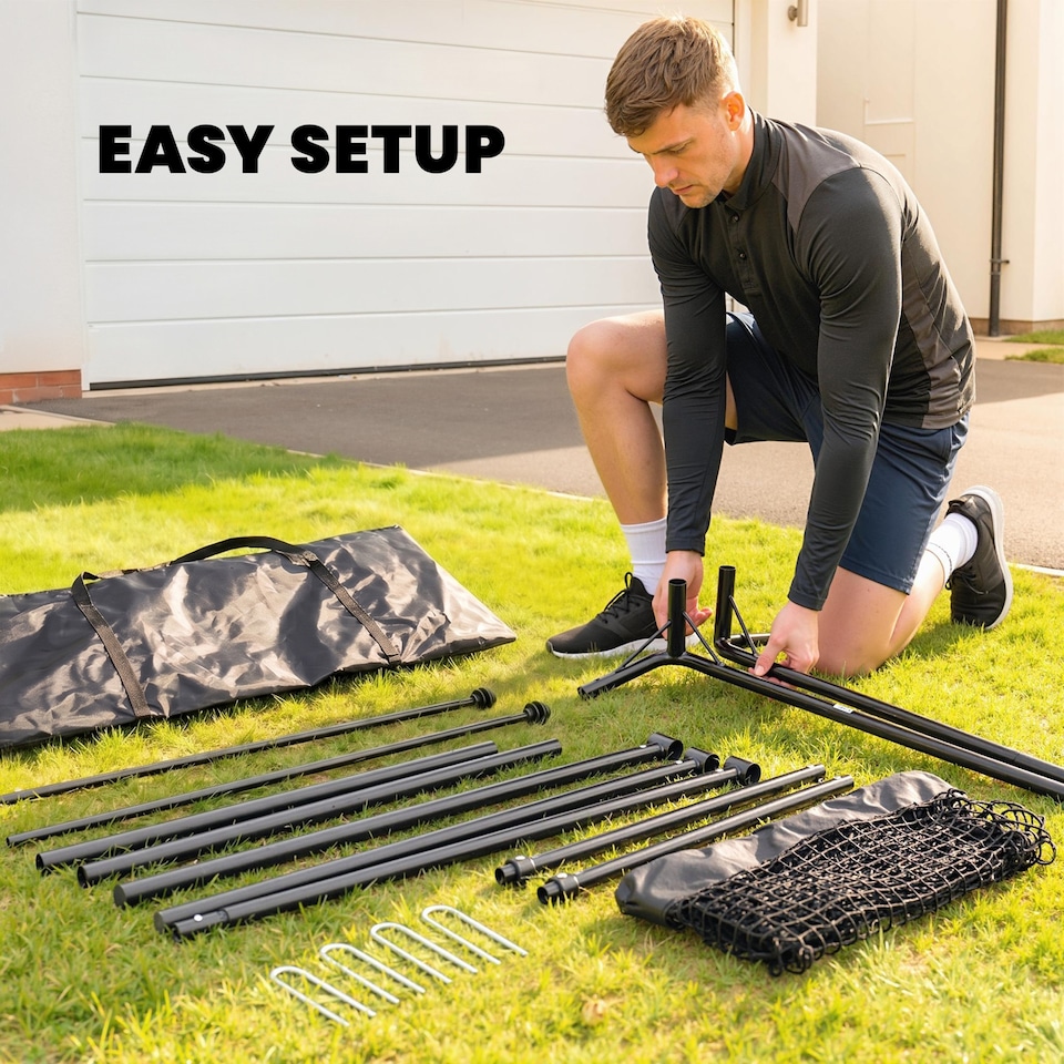 image 1 of SPORTNOW Football Rebounder Net with Carry Bag and Ground Stakes
