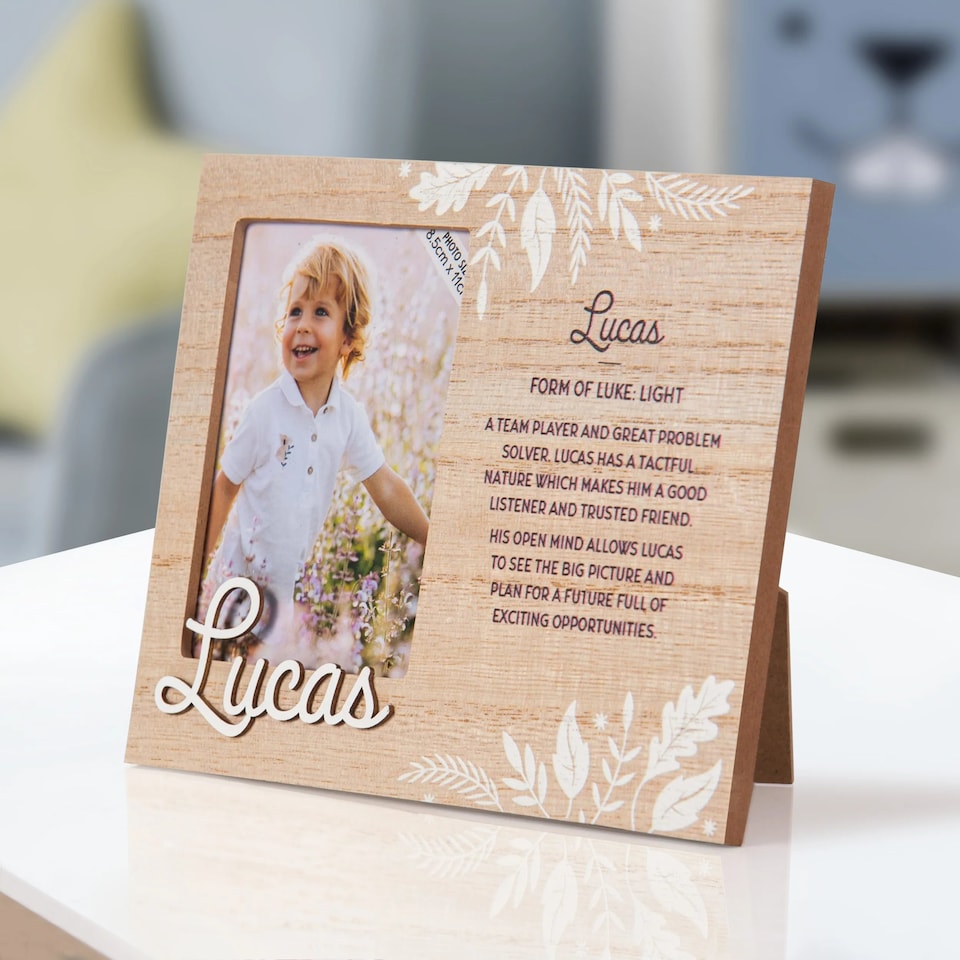 image 1 of History & Heraldry Pre-Personalised Kids Wooden Picture Frame - Lucas
