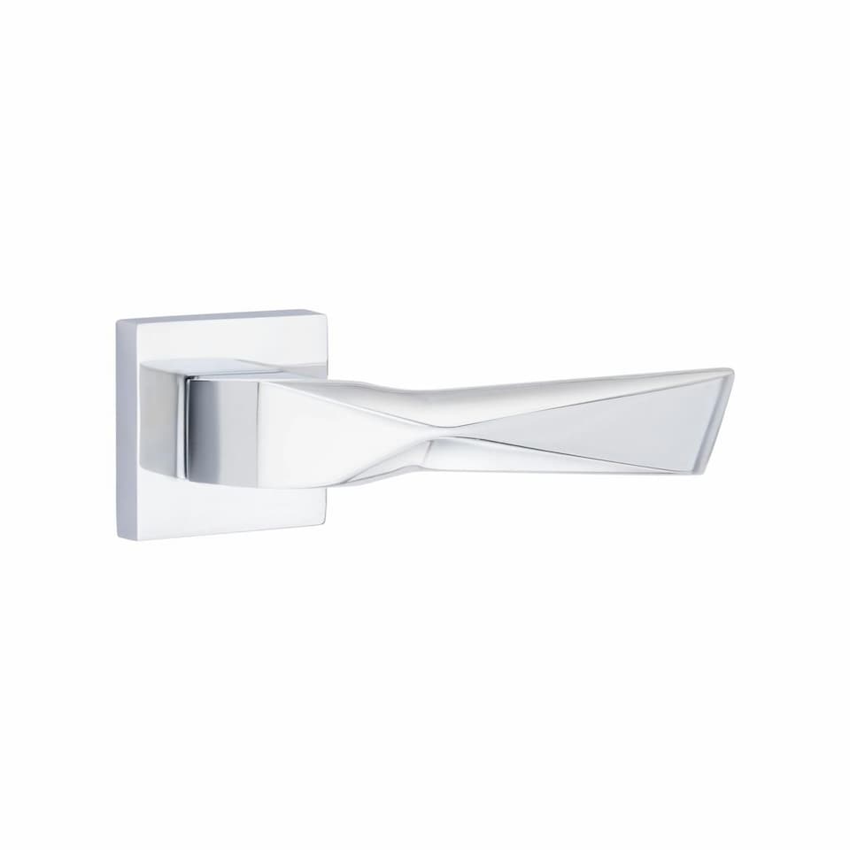 image 1 of Golden Grace 6 Pairs Modern Aura Premium Design Door Handles on Square Rose in Polished Chrome Finish Chrome