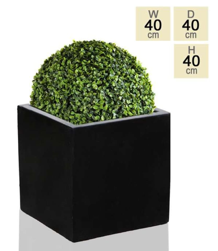 image 1 of Primrose Black Large Polystone Cube Planter with Drainage Hole and Bung 40cm