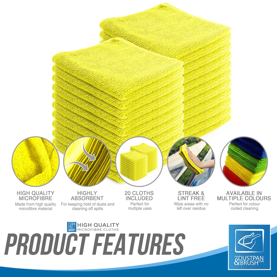 image 1 of Microfibre Cleaning Cloth 40x40cm Super Absorbent Lint Free Microfiber Cloths Cleaning for Home, Kitchen, Mirrors, Car - Pack of 20