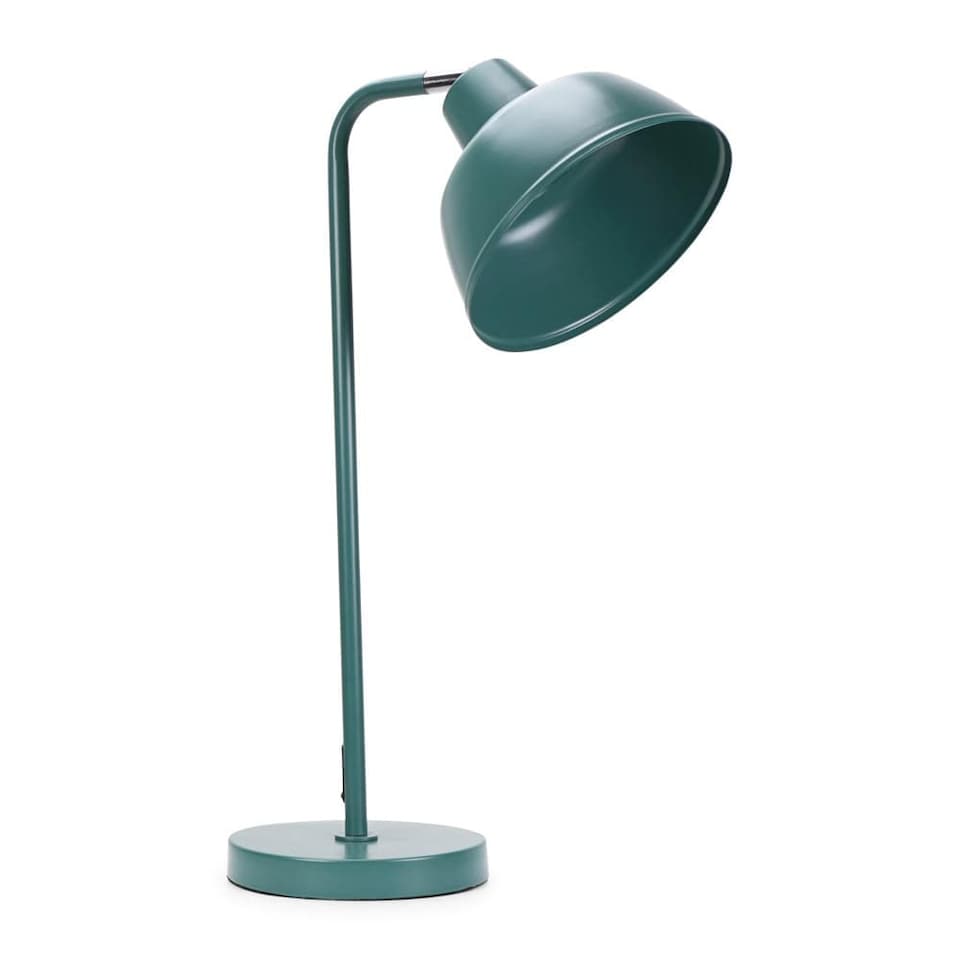 image 1 of ValueLights Morris Teal Retro Dome Metal Desk Office Table Lamp Light and Bulb