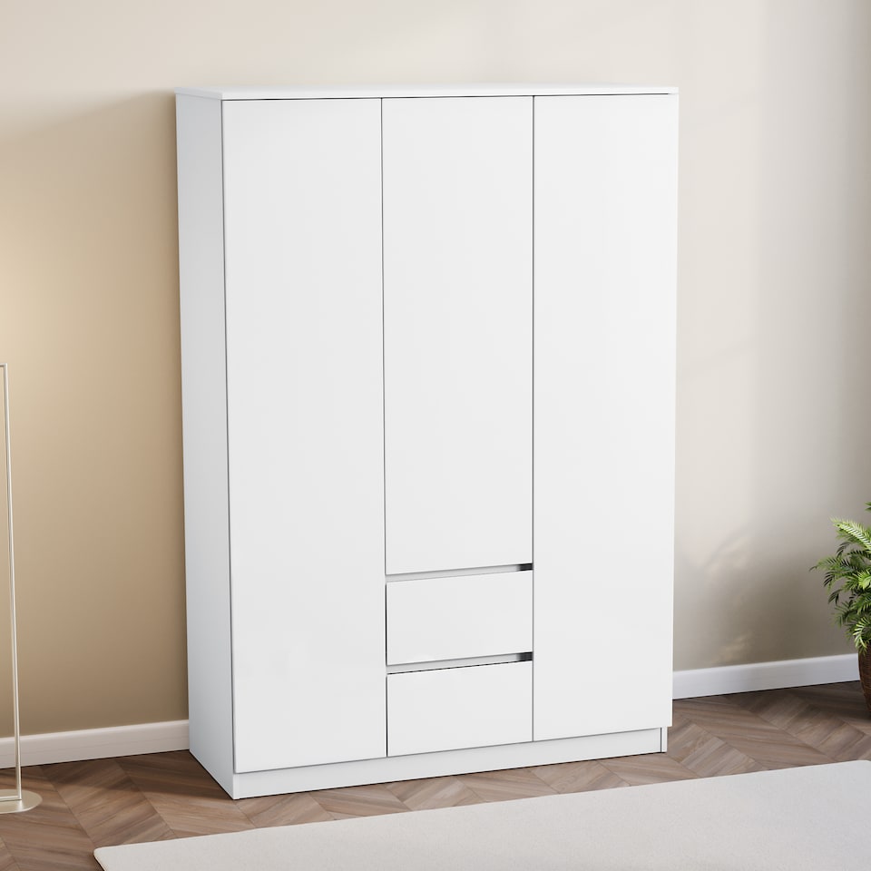 image 1 of Vida Designs Glinton 3 Door 2 Drawer Wardrobe With Clothes Rail, White
