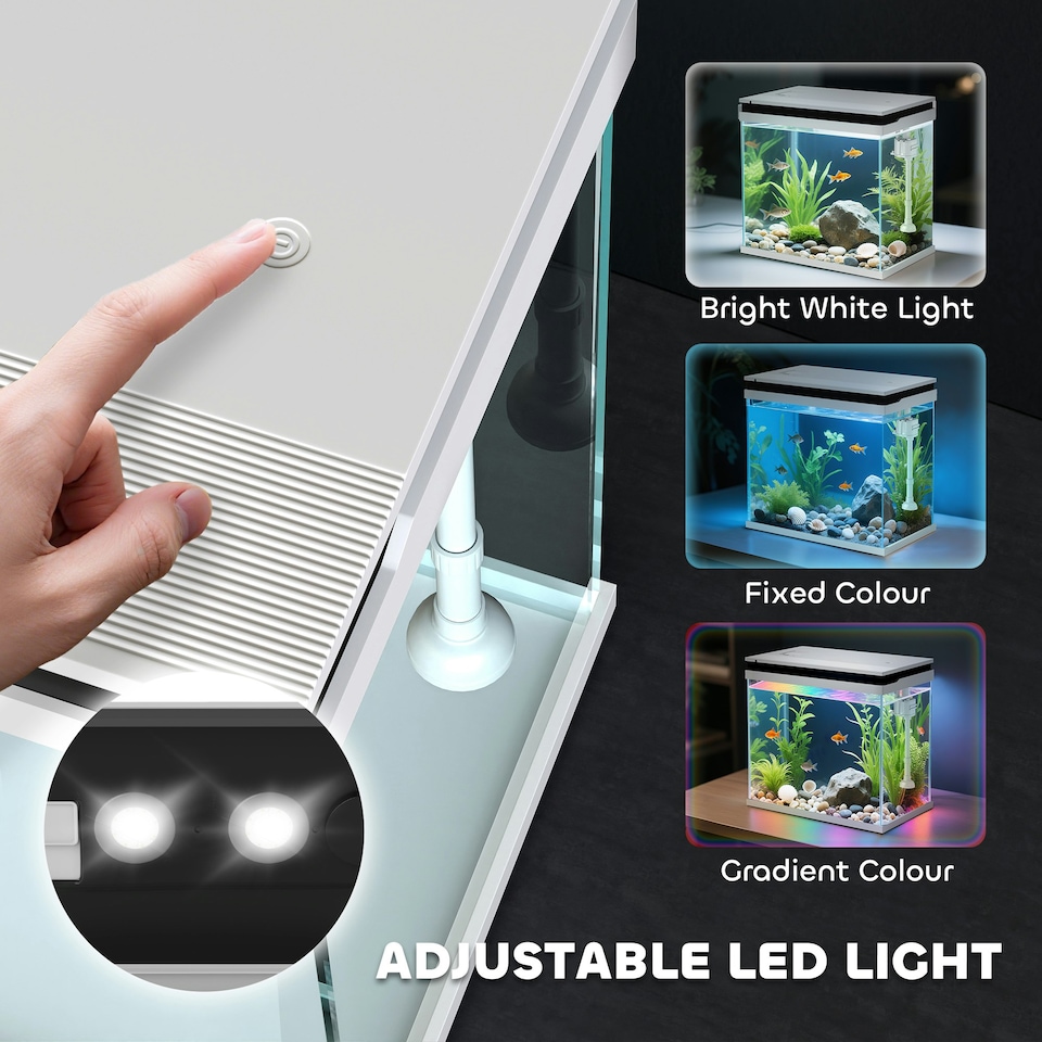 image 1 of PawHut 26L Small Fish Tank with Filter System, LED Lights, Water Pump, White