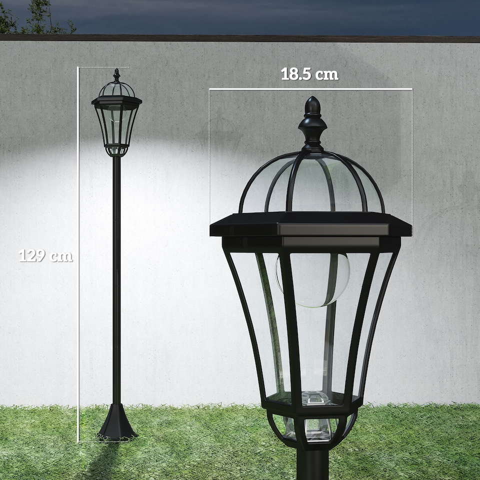 image 1 of Outsunny 2 PCS LED Garden Lights Lamp Solar Powered Lantern Auto Switch Patio