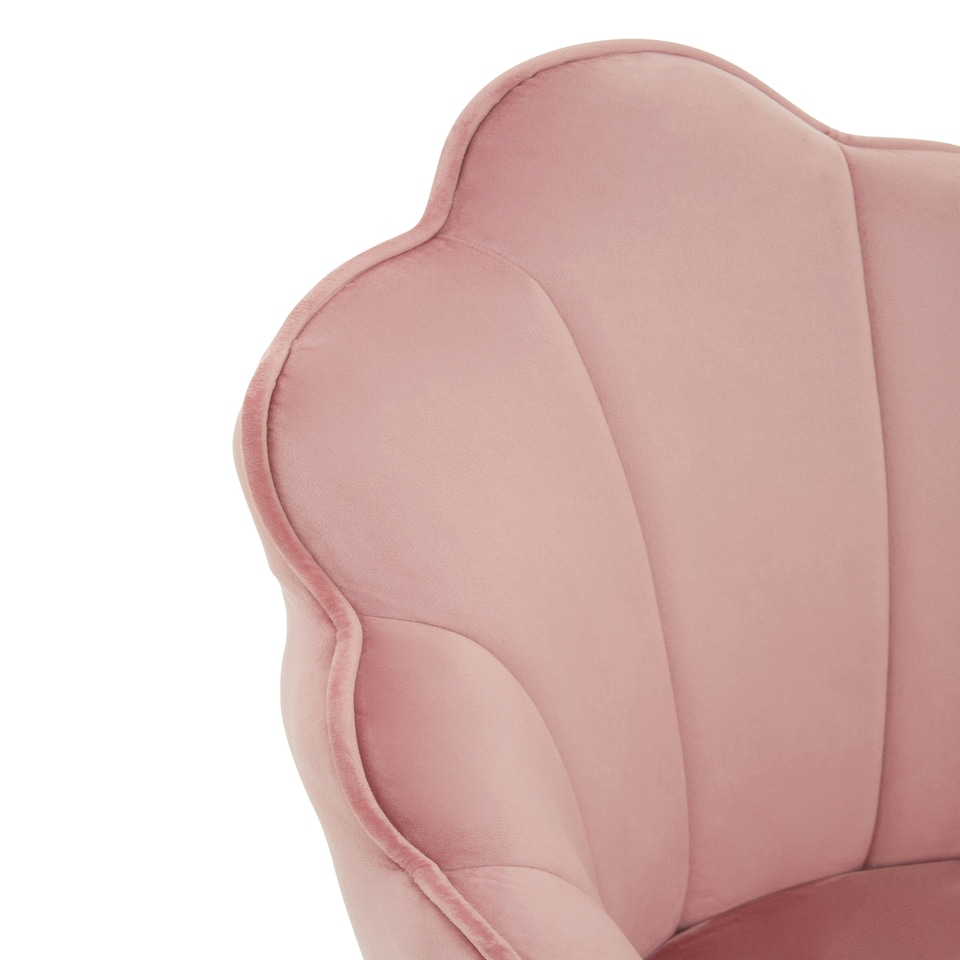 image 1 of Interiors by Premier Pink Velvet Dining Chair, Durable & Adjustable Velvet Office Chair, Backrest Pink Accent Chair with Chrome Legs