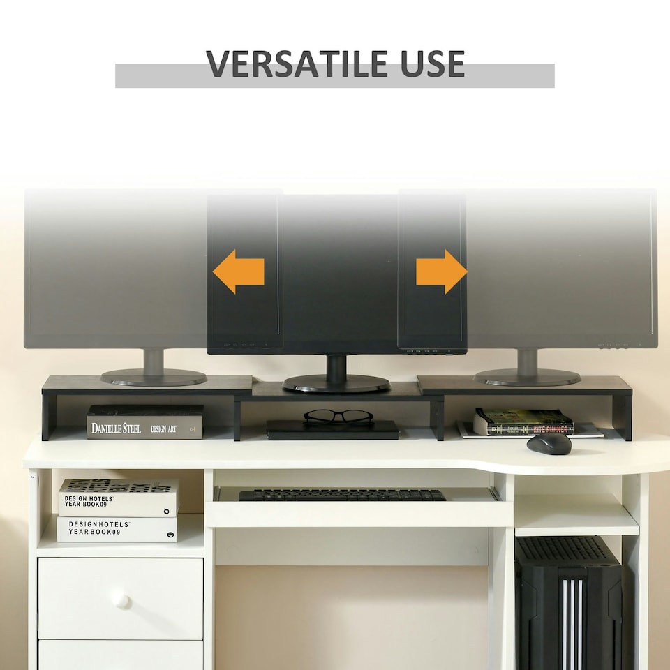 image 1 of Vinsetto Monitor Stand Screen Riser w/ Adjustable Length for Two Laptop Max