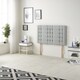image 4 of Astoria Divan Bed Base with 2 Drawers & 30 Inch Diamante Headboard in Linen Fabric | Grey | Sage | King