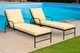 image 2 of Sun Lounger Outdoor Garden Deck Bed Cushion Waterproof Recliner Pad Removable Cover | Brown | Beige