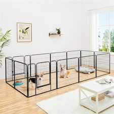 Yaheetech 12 Metal Dog Playpen Panels, 80 × 80 cm Black