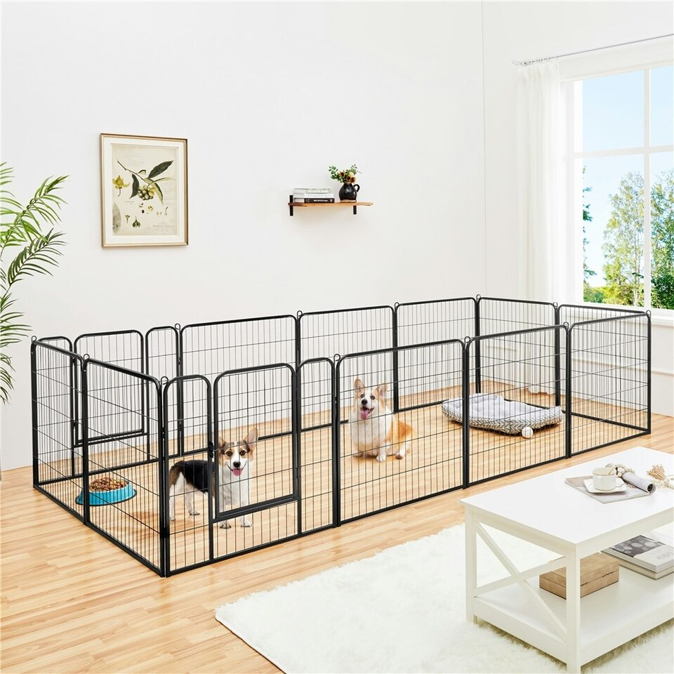image 1 of Yaheetech 12 Metal Dog Playpen Panels, 80 × 80 cm Black