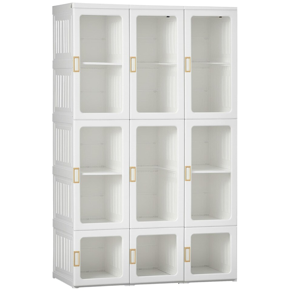 image 1 of HOMCOM Portable Wardrobe, Clothes Organiser with Hanging Rods, White | White