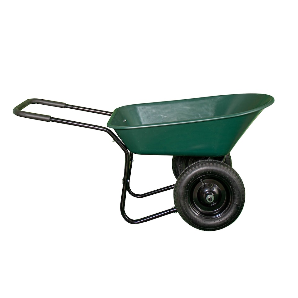 image 1 of Heavy Duty 2 Wheel Outdoor Pneumatic Plastic Garden Wheelbarrow in Green
