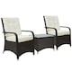 image 1 of Outsunny Rattan 3PCs Chair Table Bistro Set Patio Set with Steel Frame