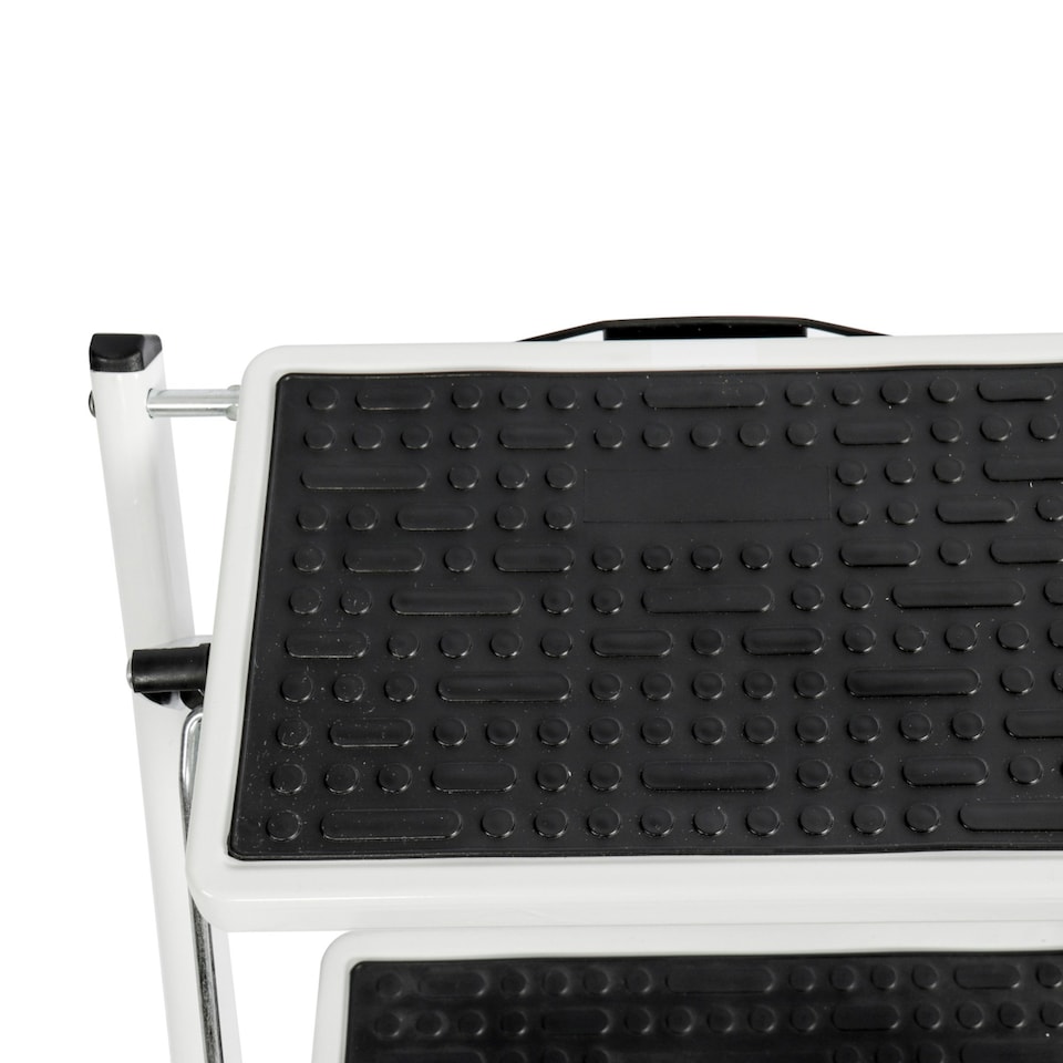 image 1 of Oypla Foldable 2 Step Ladder Stepladder Non Slip Tread Safety Steel Portable Step Stool White