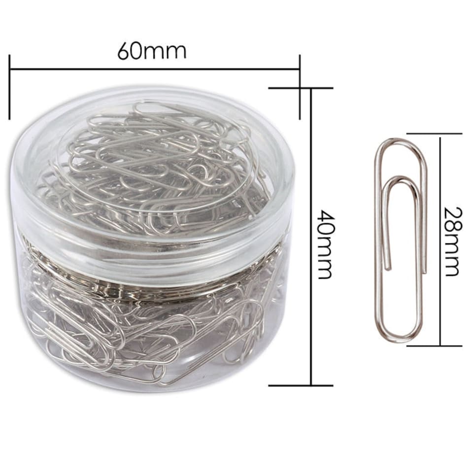 image 1 of Tub of 150 Nickel Paper Clips 28mm