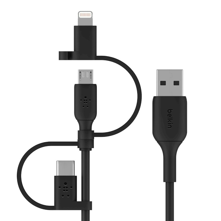 Belkin Boost Charge Usb Cable 1 M Usb A Usb C/micro-Usb B/lightning Black Cac001Bt1Mbk