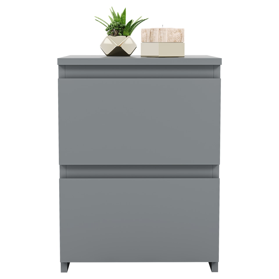 image 1 of Vida Designs Denver 2 Drawer Bedside Chest Cabinet Table Nightstand, Grey
