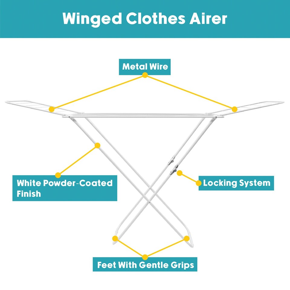 image 1 of JVL Strong Winged Clothes Airer 18 Metres, White