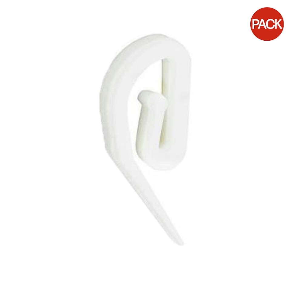 Securpak Plastic Curtain Hooks (Pack of 50) - White - One Size