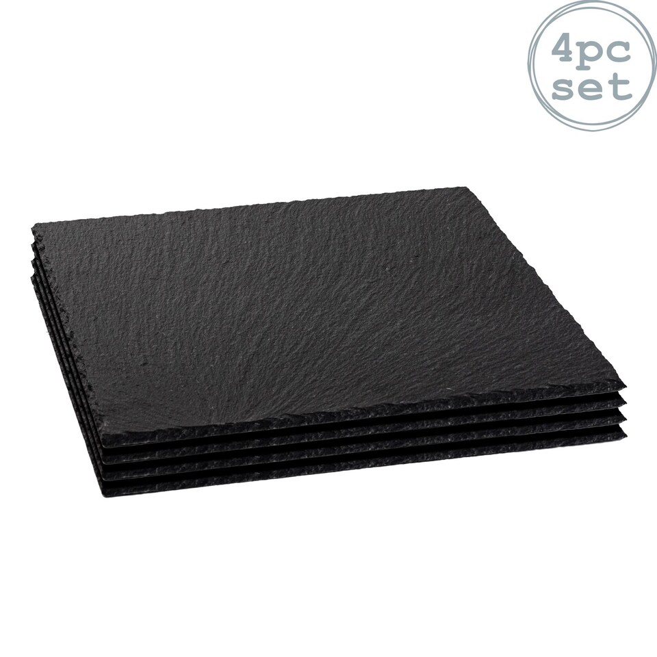 image 1 of Argon Tableware Square Slate Serving Platters - 33cm - Pack of 4 | Grey | Grey
