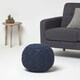 image 2 of Homescapes Navy Macrame Knitted Pouffe - 40 x 50 cm