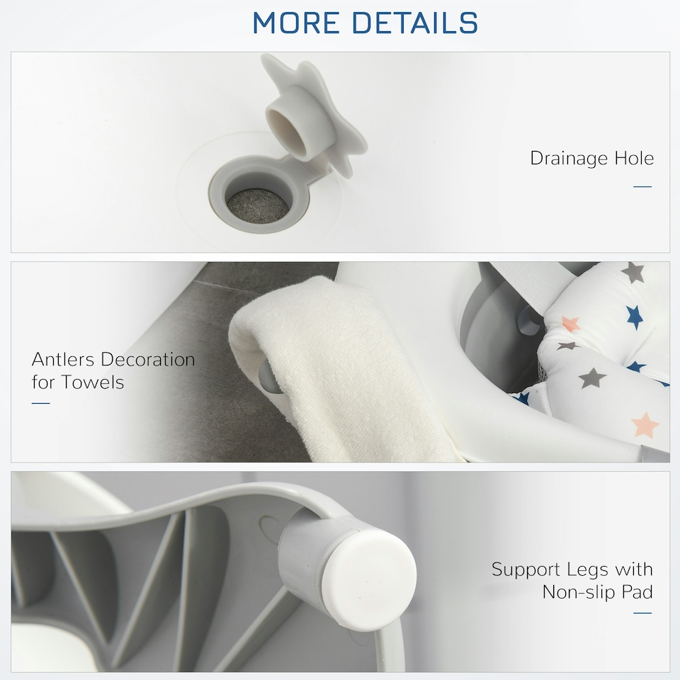 image 1 of HOMCOM Foldable Baby Bath Tub Ergonomic with Temperature-Induced Water Plug